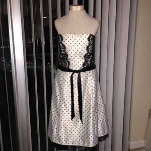 Scott Mcclintock Polka Dot Black Lace Satin Dress